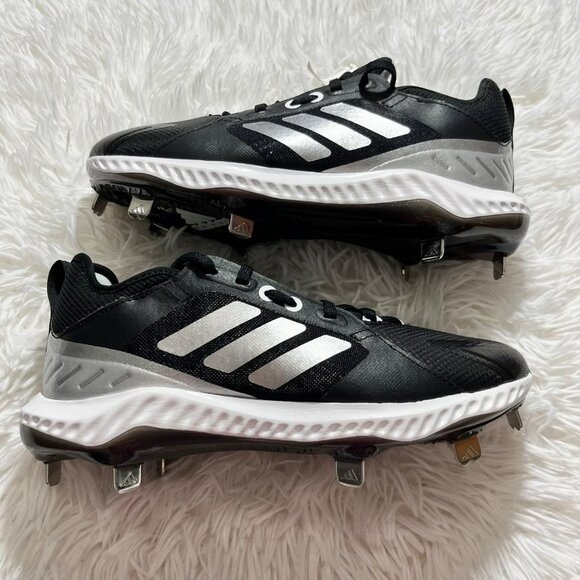 NEW ADIDAS SOFTBALL CLEATS WOMENS 7.5 PURE HUSTLE BLACK SILVER SPARKLE EG5634 - Picture 6 of 9